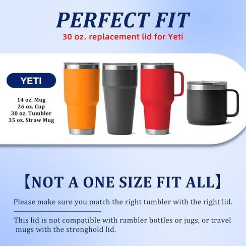 2 Pack 30 oz Yeti Tumbler Lids, Replacement Tumbler Lids for Yeti 30 oz Tumbler, 14 oz Mug, 26 oz Cup, 35 oz Straw Mug, Magnetic Slider Switch, Splash Proof Coffee Cup Cover Lids, BPA Free in Kuwait