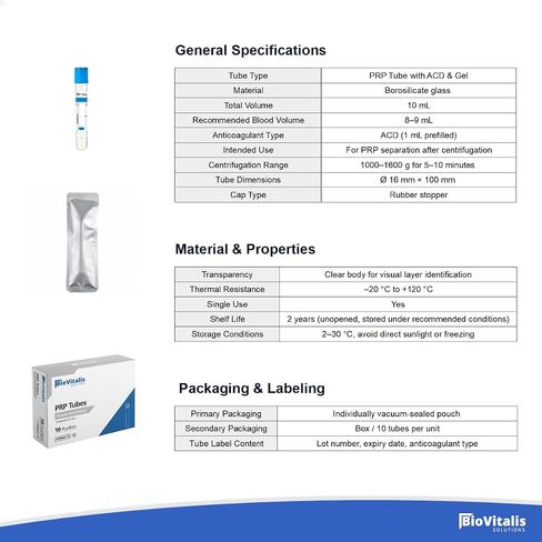 10 قطع أنابيب PRP 10 مل أنبوب PRP جل ACD وأنابيب زجاجية مضادة للتخثر | أنابيب لاستخدام أجهزة الطرد المركزي في المختبر in Kuwait