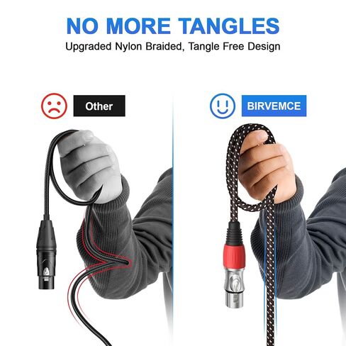 2 Pack Premium 25FT XLR Cables, Pure Copper for Pure Sound XLR Microphone Cable, Long-Lasting 3 Pin Gold-Plated Male to Female Balanced Mic Cable for Microphone, Mixer, DMX - Nylon Braided in Kuwait