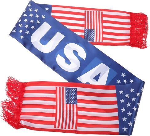 Ciieeo USA Soccer Scarf American Flag Fan Scarf, Football Supporter for Sports Events, Game Day Stadium, Patriotic Red White Blue Fan Accessories in Kuwait