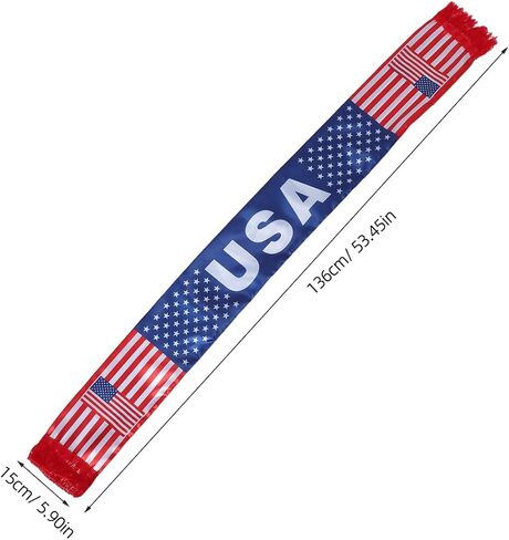 Ciieeo USA Soccer Scarf American Flag Fan Scarf, Football Supporter for Sports Events, Game Day Stadium, Patriotic Red White Blue Fan Accessories in Kuwait