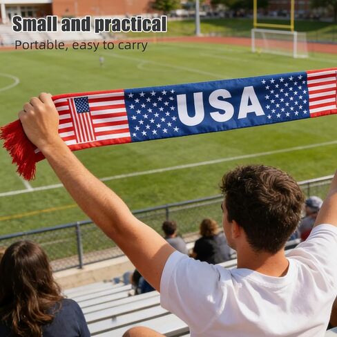 Ciieeo USA Soccer Scarf American Flag Fan Scarf, Football Supporter for Sports Events, Game Day Stadium, Patriotic Red White Blue Fan Accessories in Kuwait