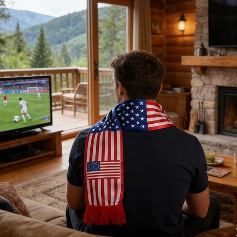 Ciieeo USA Soccer Scarf American Flag Fan Scarf, Football Supporter for Sports Events, Game Day Stadium, Patriotic Red White Blue Fan Accessories in Kuwait