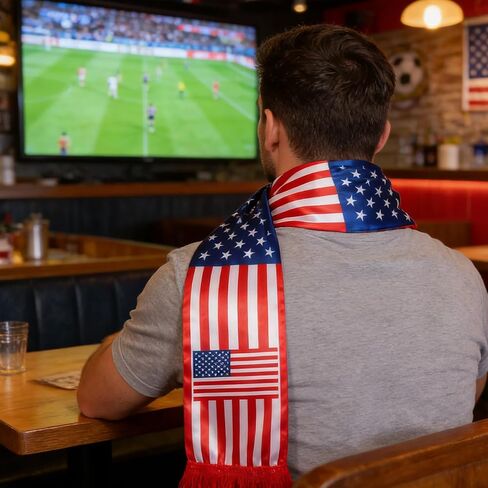 Ciieeo USA Soccer Scarf American Flag Fan Scarf, Football Supporter for Sports Events, Game Day Stadium, Patriotic Red White Blue Fan Accessories in Kuwait