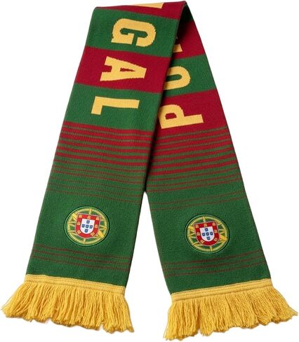 Just 4 Kicks Portugal Soccer Fan Scarf - Classic National Pride Knit Scarf - Double Sided with a Generic Portugal Crest in Kuwait