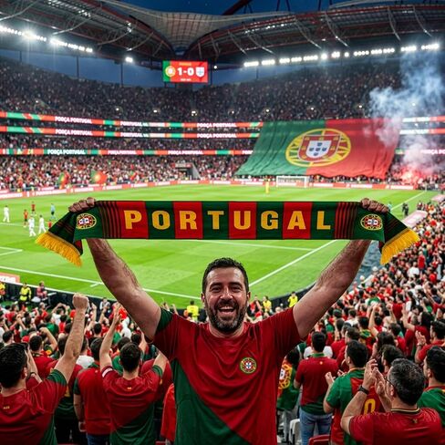 Just 4 Kicks Portugal Soccer Fan Scarf - Classic National Pride Knit Scarf - Double Sided with a Generic Portugal Crest in Kuwait