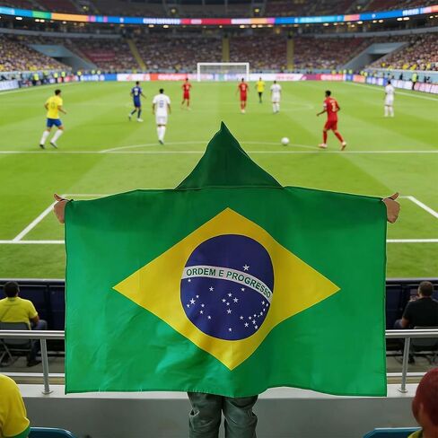 طقم رأس مشجعي البرازيل 2026، رأس علم وطني مزدوج الجوانب مقاس 3 × 5 أقدام مع وشوم مقاومة للماء، ملابس دعم كرة القدم لكأس العالم 2026 in Kuwait