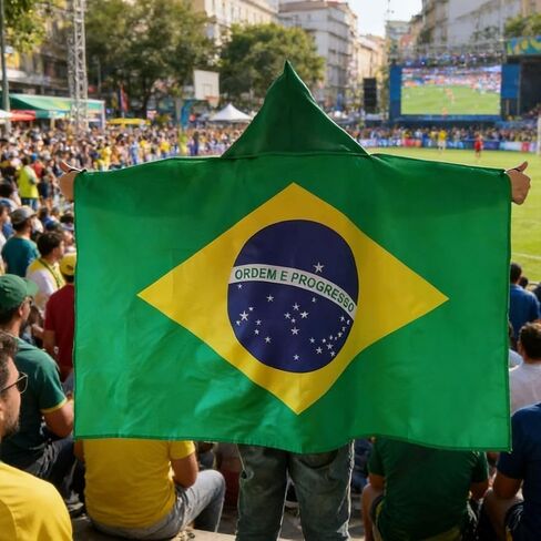 طقم رأس مشجعي البرازيل 2026، رأس علم وطني مزدوج الجوانب مقاس 3 × 5 أقدام مع وشوم مقاومة للماء، ملابس دعم كرة القدم لكأس العالم 2026 in Kuwait