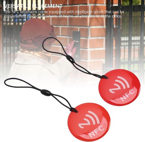 10 قطع من سلسلة مفاتيح NFC، قابلة للبرمجة NFC Fob NFC Key Fob Ntag213 Chip 35cm PVC الراتنج بطاقة متوافقة مع جميع أجهزة الهواتف المحمولة التي تدعم NFC باللون الأحمر in Kuwait