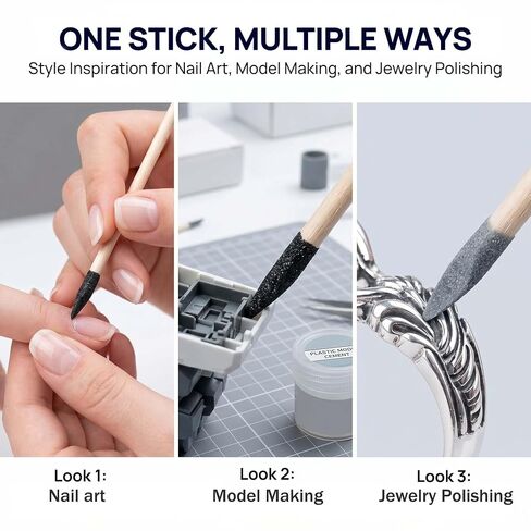 50 Pcs Double Ended Sanding Sticks 120/280 Grit Matchstick Sanding Tools 5.4 x 0.2 Inch Fine Detailing for Nails Plastic Models Wood Jewelry and Tight Spaces in Kuwait