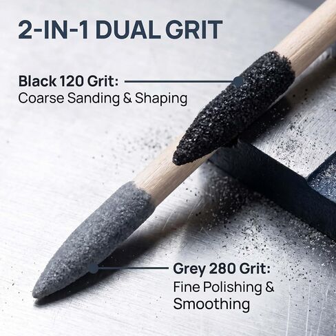 50 Pcs Double Ended Sanding Sticks 120/280 Grit Matchstick Sanding Tools 5.4 x 0.2 Inch Fine Detailing for Nails Plastic Models Wood Jewelry and Tight Spaces in Kuwait