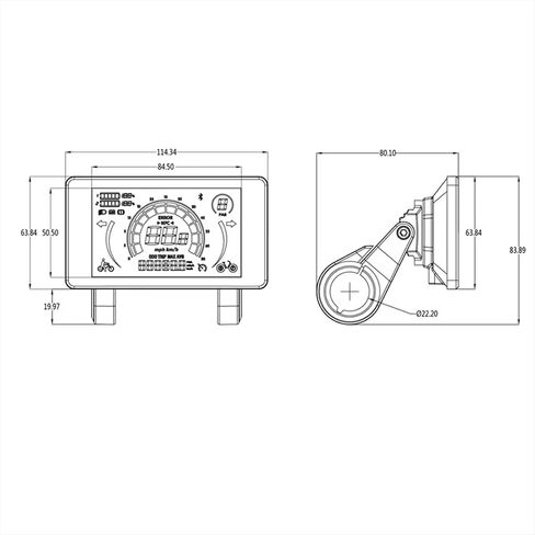 بروتوكول عرض LCD للدراجة الإلكترونية 2 فقط، 5 Pin 24V 36V 48V 60V كمبيوتر ركوب الدراجات، متوافق مع NFC، شاشة في الوقت الحقيقي، ABS أفقي، غير عالمي - تحقق من وحدة التحكم in Kuwait