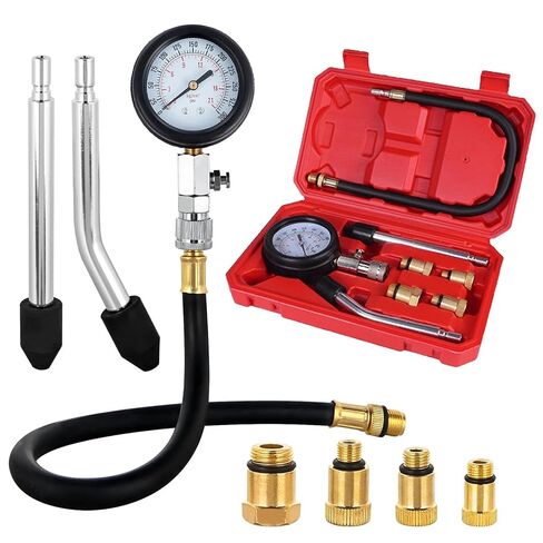 1 قطعة ضغط محرك البنزين متر مع M10 M12 M14 M18 محول 0-300 PSI قياس الضغط مجموعة اختبار اسطوانة السيارات in Kuwait