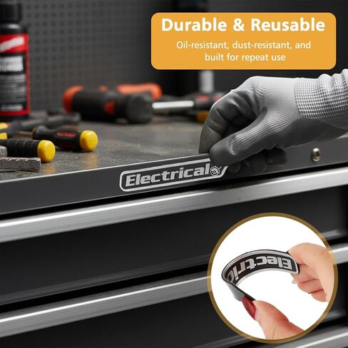 Magnetic Toolbox Labels, 15 PCS General Tool Box Organize Accessories, 3D-Printed Organization Labels, Reusable Tags with Double Sided Tapes for Steel Toolboxes, Carts, Drawers and Cabinets in Kuwait