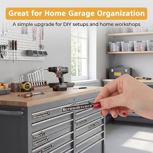 Magnetic Toolbox Labels, 15 PCS General Tool Box Organize Accessories, 3D-Printed Organization Labels, Reusable Tags with Double Sided Tapes for Steel Toolboxes, Carts, Drawers and Cabinets in Kuwait