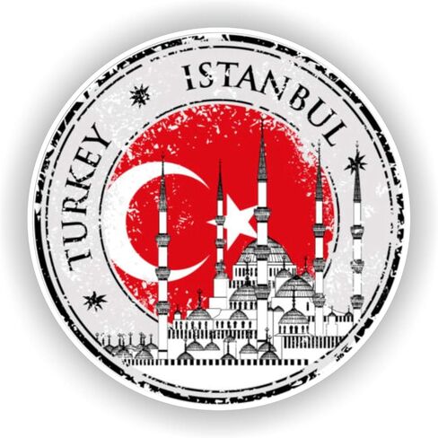 1x Turkey Istanbul Round Vinyl Waterproof Sticker - 5cm / 2inches in Kuwait