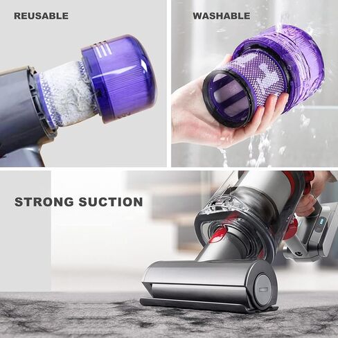 قطعتان من قطع غيار فلتر المكنسة الكهربائية V10 المتوافقة مع سلسلة Dyson V10 Cyclone، V10 Animal، V10 ابسولوت، V10 Total Clean، SV12، الجزء رقم 969082-01 in Kuwait
