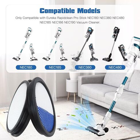 عبوة جديدة من 6 مرشحات بديلة للمكنسة الكهربائية اللاسلكية خفيفة الوزن Eureka RapidClean Pro، NEC180، قابلة للغسل وإعادة الاستخدام - سفينة أمريكية in Kuwait