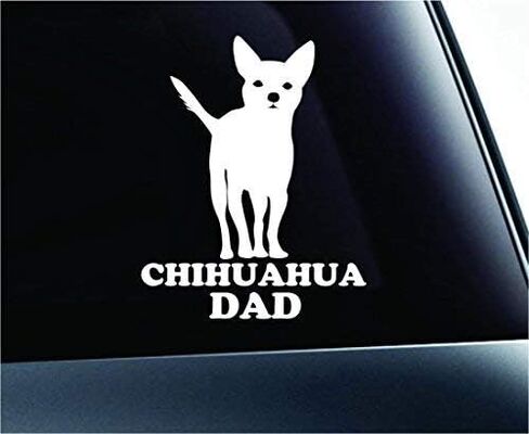 Chihuahua Dad Dog Symbol Decal Paw Print Dog Puppy Pet Family Breed Love Car Truck Sticker Window (White), Decal Sticker Vinyl Car Home Truck Window Laptop in Kuwait