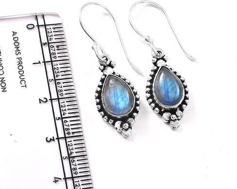 7x10 MM Gemstone Women Drop Dangle Earring,Sterling Silver Earring in Kuwait