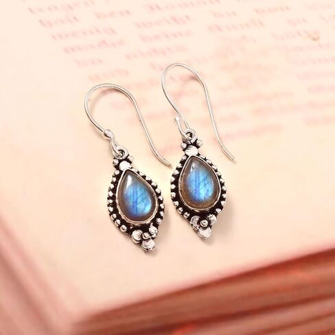 7x10 MM Gemstone Women Drop Dangle Earring,Sterling Silver Earring in Kuwait