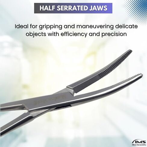 Kelly Hemostat Forceps Locking Tweezers Clamps with Curved Half Serrated Jaws 18cm Made of Stainless Steel in Kuwait