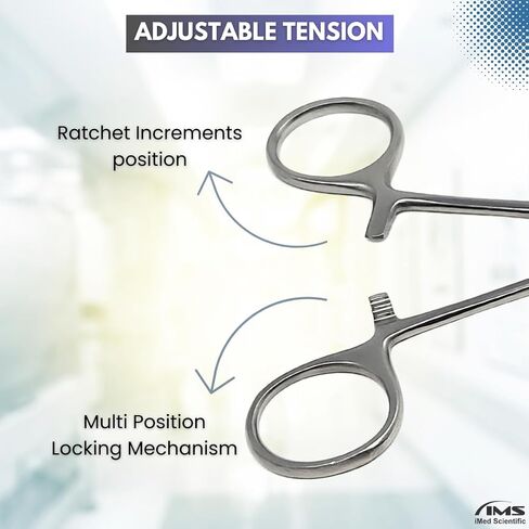 Kelly Hemostat Forceps Locking Tweezers Clamps with Curved Half Serrated Jaws 18cm Made of Stainless Steel in Kuwait