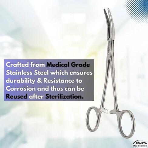 Kelly Hemostat Forceps Locking Tweezers Clamps with Curved Half Serrated Jaws 18cm Made of Stainless Steel in Kuwait