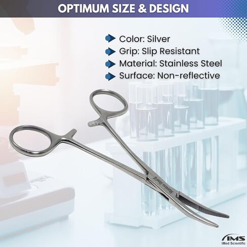 Kelly Hemostat Forceps Locking Tweezers Clamps with Curved Half Serrated Jaws 18cm Made of Stainless Steel in Kuwait