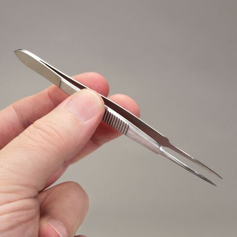 Microdissection Forceps, Stainless Steel, Ribbed Handle, Extra-Fine Points, Straight, 4-1/4" in Kuwait