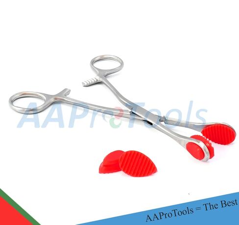 Pack of 5 Young Tongue Seizing Forceps (Rubber Jaws Only) in Kuwait