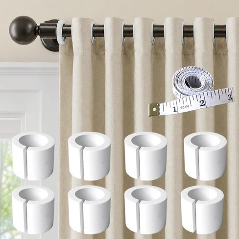 16Pcs Curtain Spacers for Grommet Drapes with 1 Soft Tape Measure - 50mm | Foam Material,Light Weight,Auto-Snap-Back,Easy Install No Tools,Keep Curtains Evenly Spaced and Neat,Accessories for Drapes in Saudi Arabia