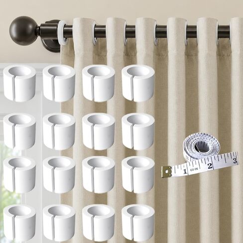16Pcs Curtain Spacers for Grommet Drapes with 1 Soft Tape Measure - 50mm | Foam Material,Light Weight,Auto-Snap-Back,Easy Install No Tools,Keep Curtains Evenly Spaced and Neat,Accessories for Drapes in Kuwait