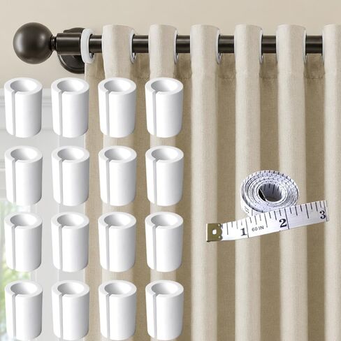 16Pcs Curtain Spacers for Grommet Drapes with 1 Soft Tape Measure - 50mm | Foam Material,Light Weight,Auto-Snap-Back,Easy Install No Tools,Keep Curtains Evenly Spaced and Neat,Accessories for Drapes in Kuwait