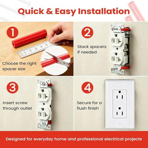 193PCS Outlet Spacers Kit for Electrical Box, 104 Outlet Screw Spacers with 89PCS 6-32 Flat Head Mounting Screws, Electrical Outlet Extender Kit for Switches, Receptacles and Wall Plates in Saudi Arabia