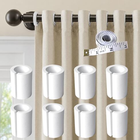 16Pcs Curtain Spacers for Grommet Drapes with 1 Soft Tape Measure - 50mm | Foam Material,Light Weight,Auto-Snap-Back,Easy Install No Tools,Keep Curtains Evenly Spaced and Neat,Accessories for Drapes in Kuwait