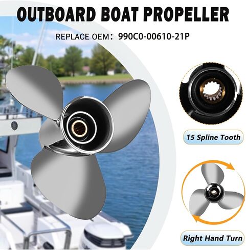 14 X 21 Stainless Steel Outboard Boat Propeller fit Suzuki Engines DF50AV/60AV/70A/90A/90/100/115/115SS/115A/140/140A HP Upgrade OEM 990C0-00610-21P 3 Blades 15 Spline Tooth, Prop RH in Saudi Arabia
