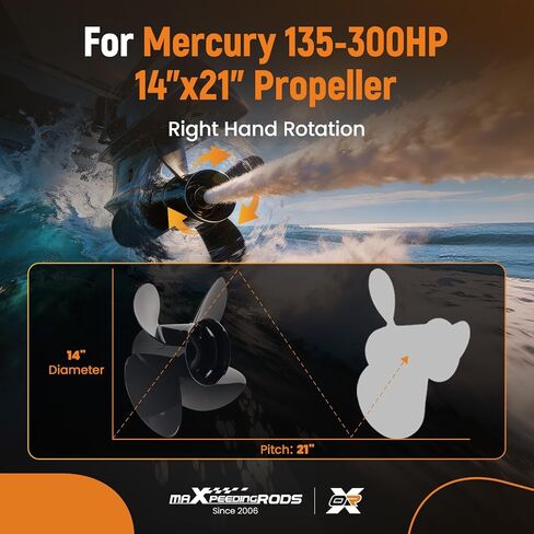 maXpeedingrods 14 X 21 Parts No# 48-8M0084496 Aluminum Boat Propeller for Mercury Outboard Engines 135-300HP & Mercruiser Alpha One/Bravo One 15 Spline Tooth 4 Blades, RH in Saudi Arabia