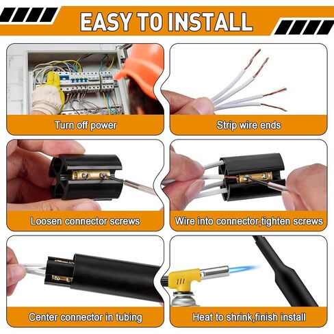 3 Sets Underground Wire Splice Kit for 14/3 to 8/3 Range Direct Burial UF Wire,600 Volts Maximum Waterproof Direct Burial Splice Kit with Connector and Heat Shrink Tubing for Electrical Cables in Kuwait