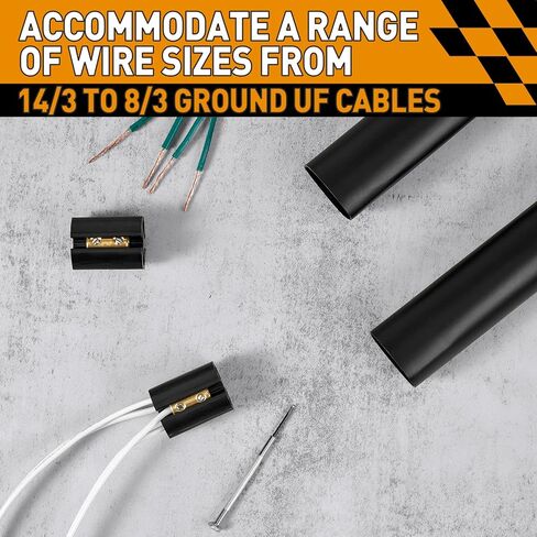 3 Sets Underground Wire Splice Kit for 14/3 to 8/3 Range Direct Burial UF Wire,600 Volts Maximum Waterproof Direct Burial Splice Kit with Connector and Heat Shrink Tubing for Electrical Cables in Kuwait