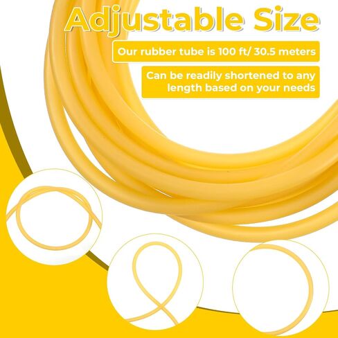 SHENLIU 100FT 3/8" OD 1/4" ID Natural Latex Rubber Tubing Surgical Tube for Home, Hospital, Laboratory in Kuwait