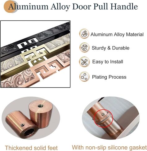 Stainless Steel Door Handle, 60cm (23.6") Bronze Exterior & Interior Push Pull Handle, Sleek Sliding Door Hardware for Home, Office, and Commercial Use in Kuwait