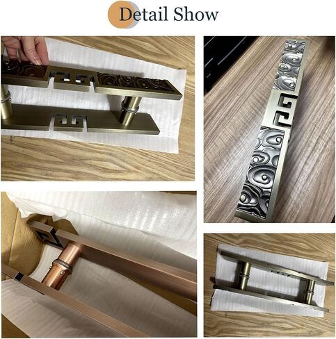 Stainless Steel Door Handle, 60cm (23.6") Bronze Exterior & Interior Push Pull Handle, Sleek Sliding Door Hardware for Home, Office, and Commercial Use in Kuwait