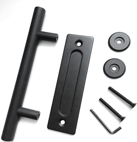 Dan&Dre Sliding Barn Door Handle 4.8mm Thick Carbon Steel Double Sided Push Pull Handle with Precise Cut Split Assembly for Barn Door Use (Round) in Kuwait