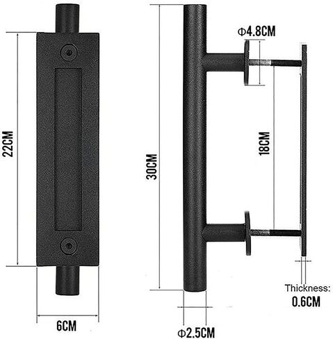 Dan&Dre Sliding Barn Door Handle 4.8mm Thick Carbon Steel Double Sided Push Pull Handle with Precise Cut Split Assembly for Barn Door Use (Round) in Kuwait