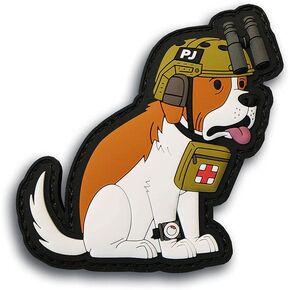 "Giovanni" The Pararescue Jumper Tactical Dog St. Bernard PVC Morale EMT, Paramedic, 1st Responder Patch - Military Patches - Perfect for Your Tactical Army Gear, Backpack, Cap, Vest, Medic Bag