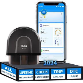 Diabit Bluetooth 5.1 OBD2 Scanner Diagnostic Tool B25 1S Auto Connection with All System Scan, Enhanced Wireless Car Code Reader 2024 with ABS/SRS Test, Turn Off CEL,Voltage Performance Test