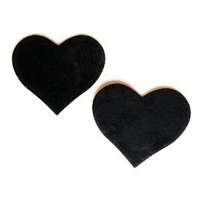 Black Leather Heart Nipple Pasties, Handmade in USA, Strong Hypoallergenic Adheasive