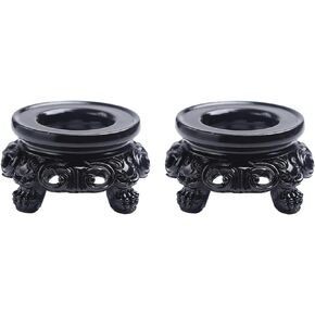 Juroicessry 2Pcs Black Wooden Display Stand for Crystal Sphere Quartz Ball Holder Hollow Wood Stand Base for Crystal Ball Sphere Globe Stone Decoration Display Pedestals, Display Stands