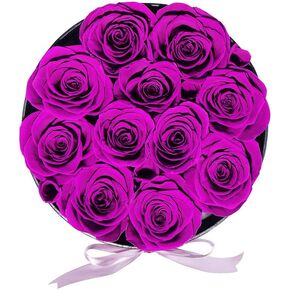 YIZHI Forever Preserved Flowers Royal Blue Roses Gift in Round Box -Everlasting Flowers for Delivery Prime- Eternal Rose Gift for Mother’s Day